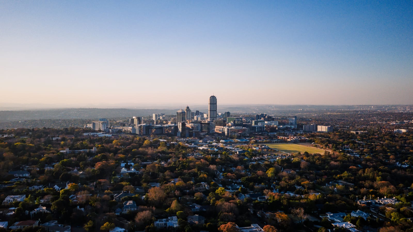 The Johannesburg skyline seen across the northern suburbs